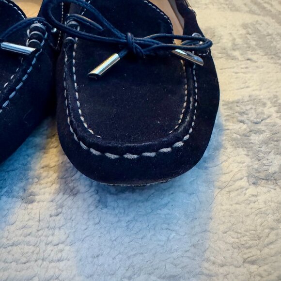 Tod's Gommino Deep Midnight Navy Blue Suede Driving Shoes Loafers - Picture 6 of 11